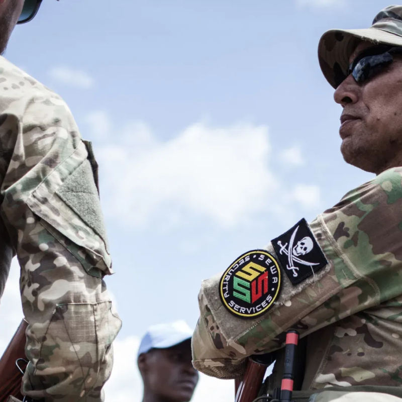 The close protection unit for CAR President Touadera, by Russian private security company operatives from Sewa Security in Berengo, Central African Republic
