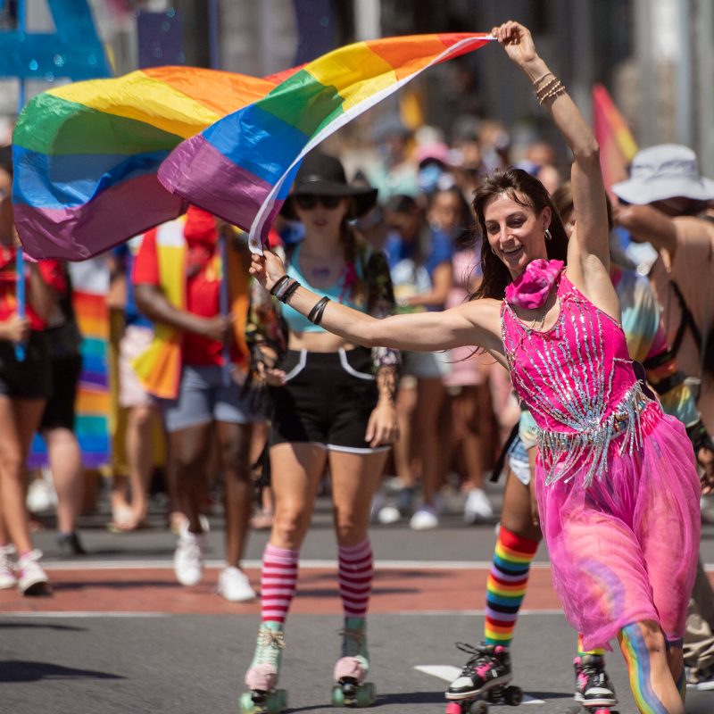 More than 1000 people take part in the annual Cape Town Pride Parade through the centre of the city, which takes place to celebrate and raise awareness on the issues affecting , Cape Town's LGBTI+ community, on February 26, 2022, in Cape Town.